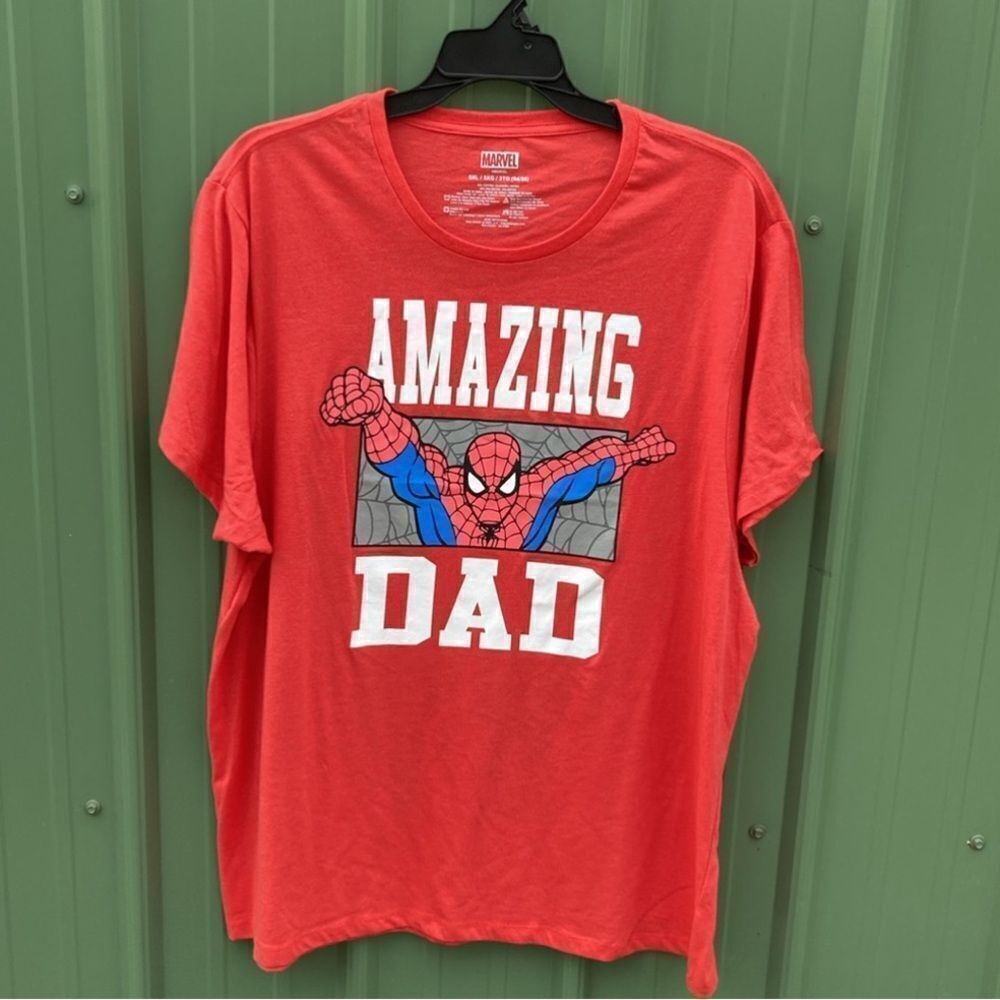 Men’s Amazing Dad Graphic Spiderman Father’s Day Short Sleeve T-Shirt Size XXXL
